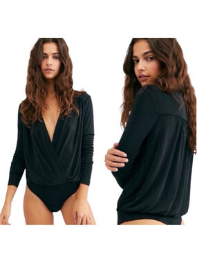 Free People Intimately "Turnt" Bodysuit Size M NWT Black
